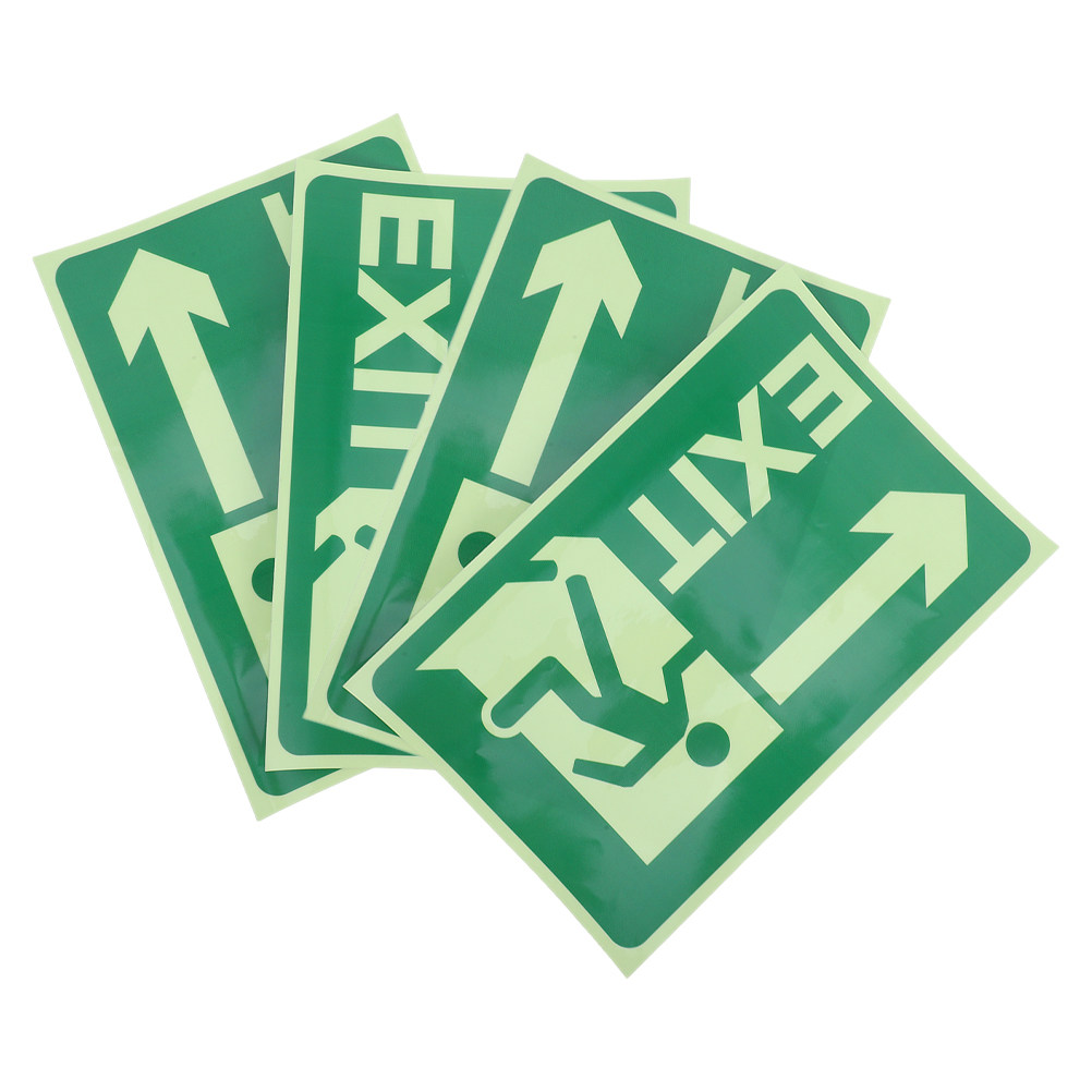 Emergency Exit Sign - 4Pcs Stiker Tanda Keluar Bercahaya, Tanda