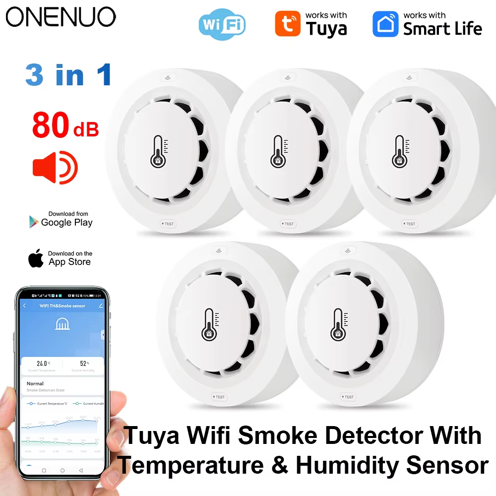 Smoke Detector Interconnected - Tuya detektor asap dua koneksi Wifi