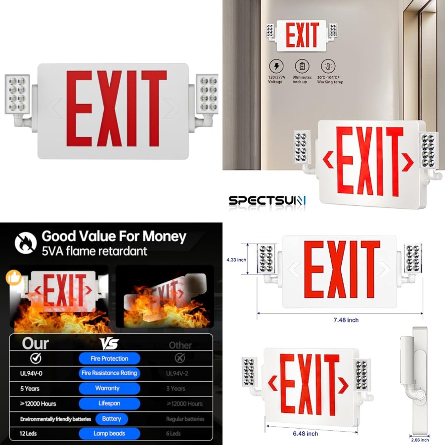 Emergency Exit Sign - Spectsun 1 Paket Rambu Keluar Darurat