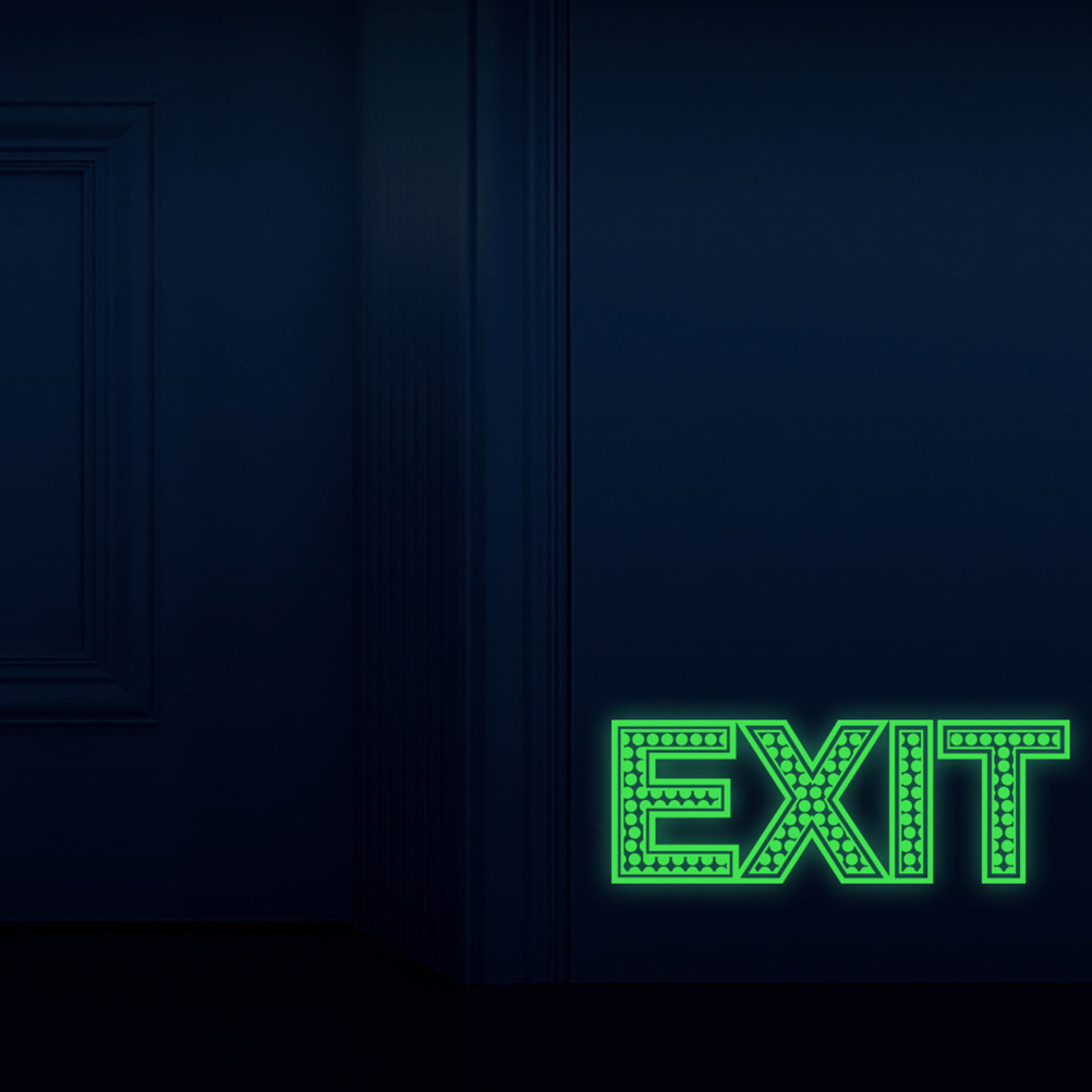 Emergency Exit Sign - 3Pcs Stiker Tanda Keluar Malam Bercahaya