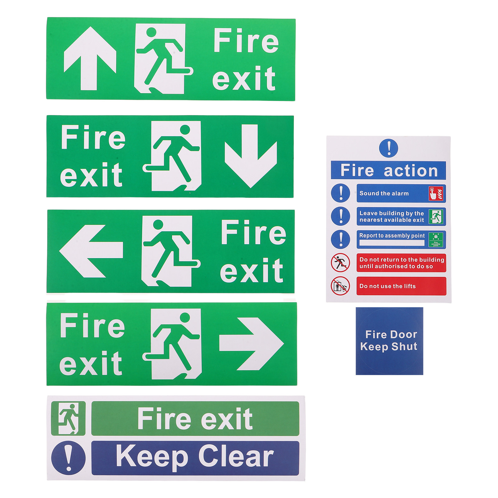 Emergency Exit Sign - 21Pcs Stiker PVC Perekat untuk Tanda